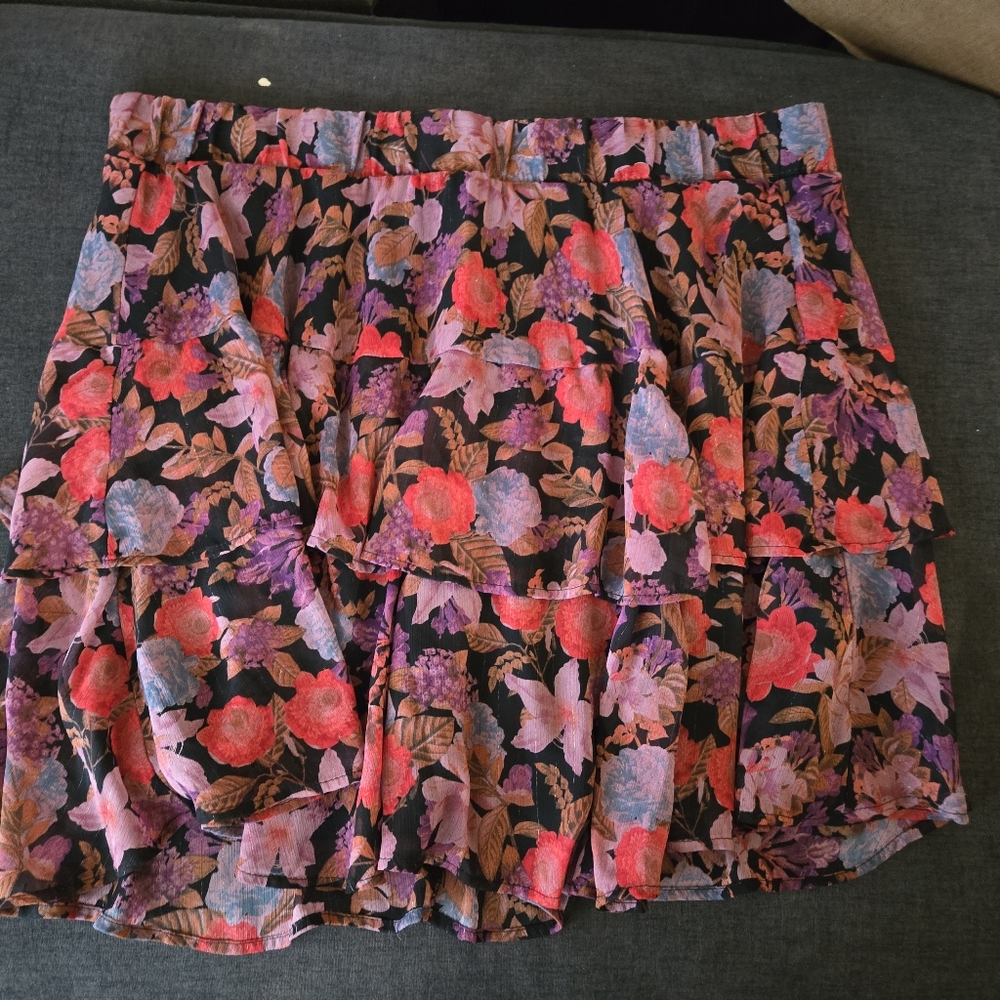 Torrid Black Floral Mini Skirt
